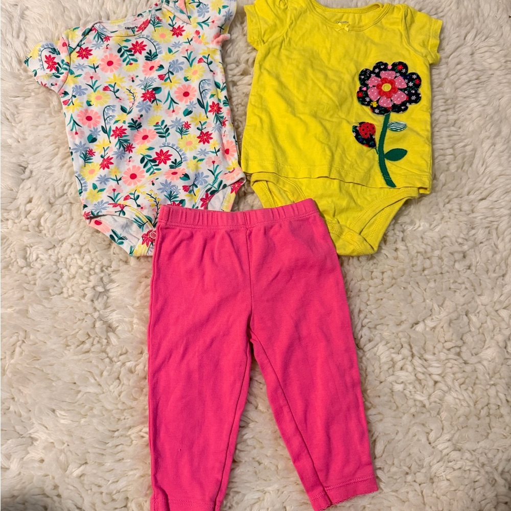 Carter's Yellow and Pink Floral Kids Matching Set